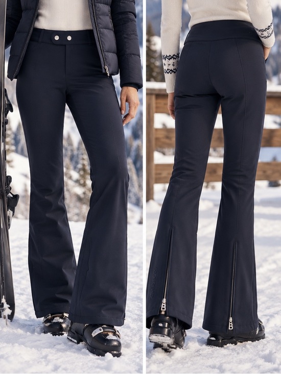 Bogner Pants - Bogner Women’s Navy Softshell Flared Ski Pants 4-Way Stretch Size L4 Long